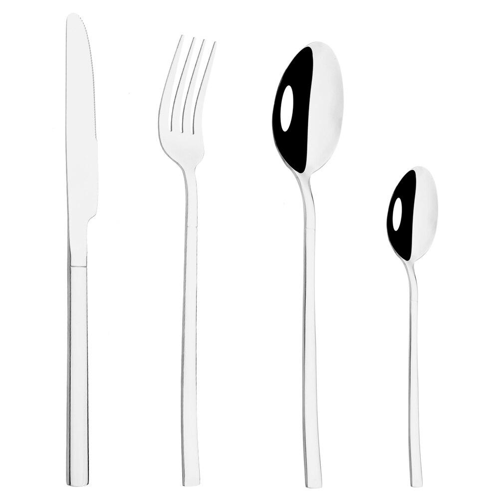 Blue Gold Mirror Dinnerware Cutlery Set Stainless Steel Tableware Set Home Knife Fork Coffee Spoon Flatware Silverware Set