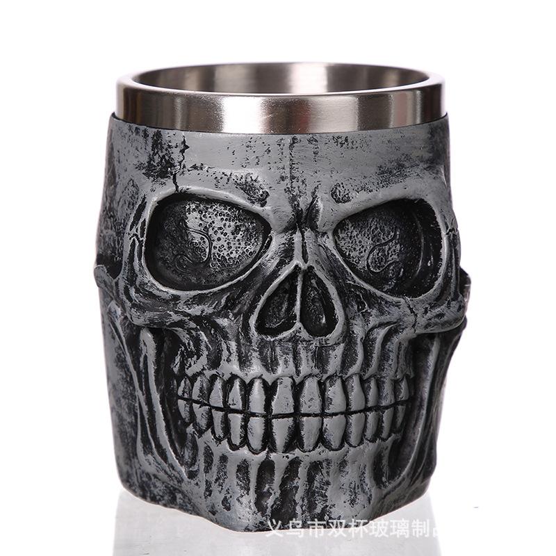 Knight Skull Beer Mug Vintage Cup Creative Relief Personalized Cup Drinking Cup Stainless Steel Halloween Gift Beer Goblet