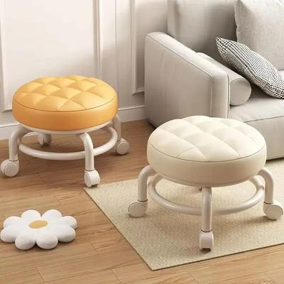 Flaschenzug, niedriger Hocker, Universalrad, kleiner Hocker, Sitz mit Rädern, Kinder-Multifunktions-Schuhwechselhocker, runder Hocker