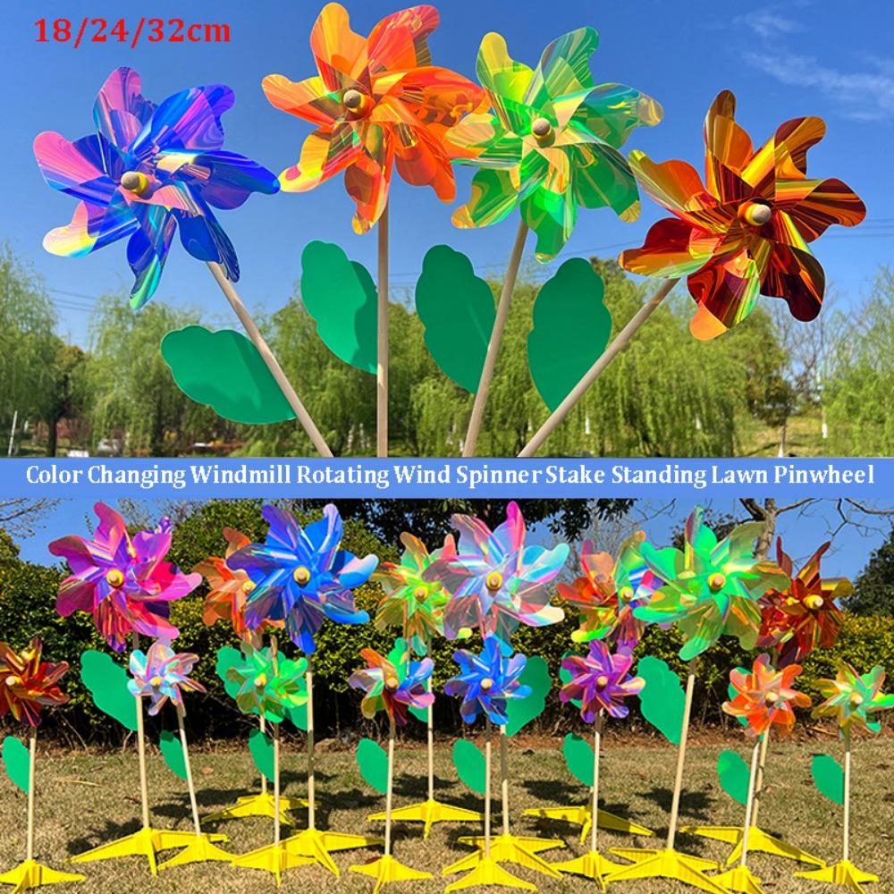 18/24/32cm Obracający się Wiatraczek Wbijany Stojący Koło Wiatrowe na Trawę Dekoracja na Imprezę Plenerową Piknik