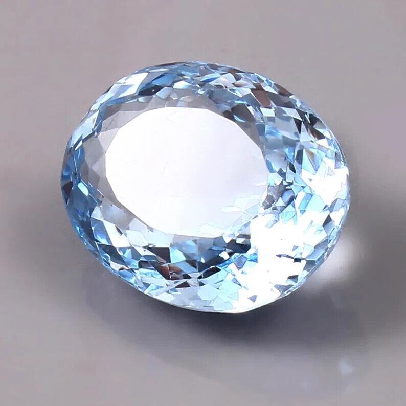 Natural Sky Blue Aquamarine 37 Ct Oval Shape Certified Loose Gemstone
