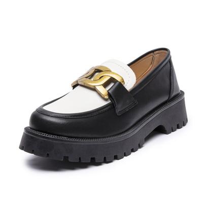Women Shoes Loafers Spring Genuine Leather Thick Bottom British Style School Women Shoes Large Size Horsebit Shoes Ladies