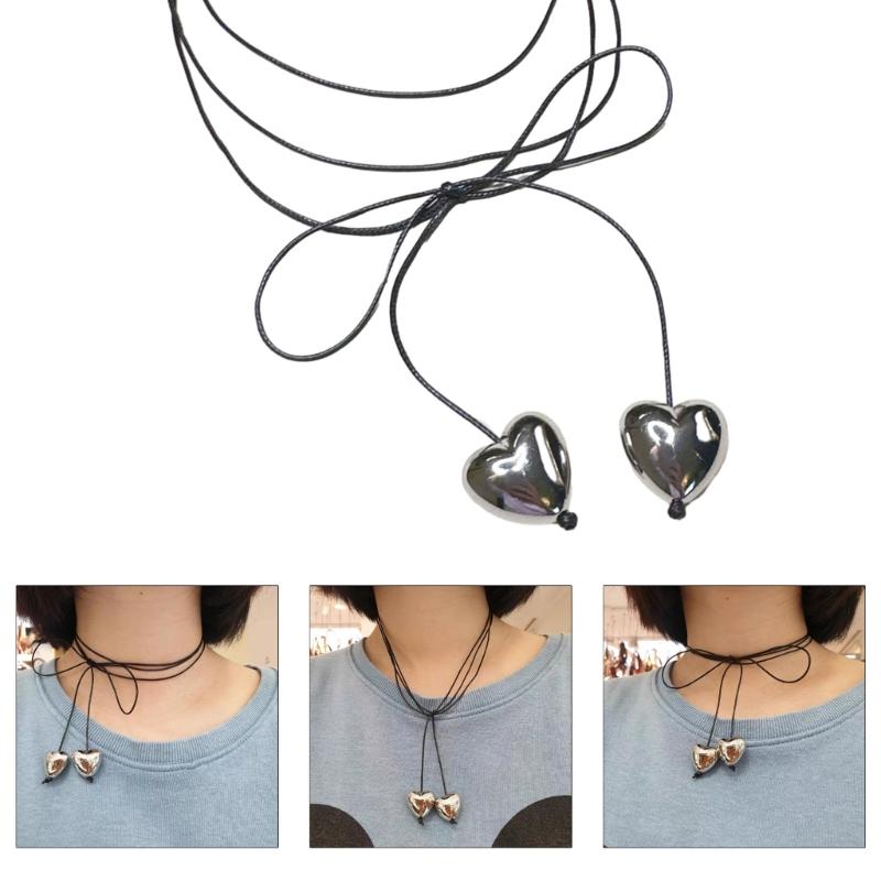 Heart Necklace Female Temperament Niche Net Red Collarbone Chain Korean Version Student Drawing Adjustable Chain Jewelry