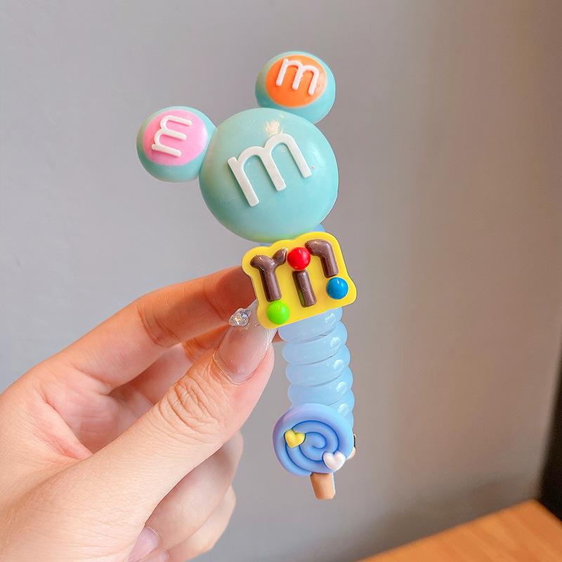 1PC New Lovely Beaded Big Flowers Elastic Spiral Hair Rope Head Rope Ponytail Hair Ring Rubber Band Headdress For Kids
