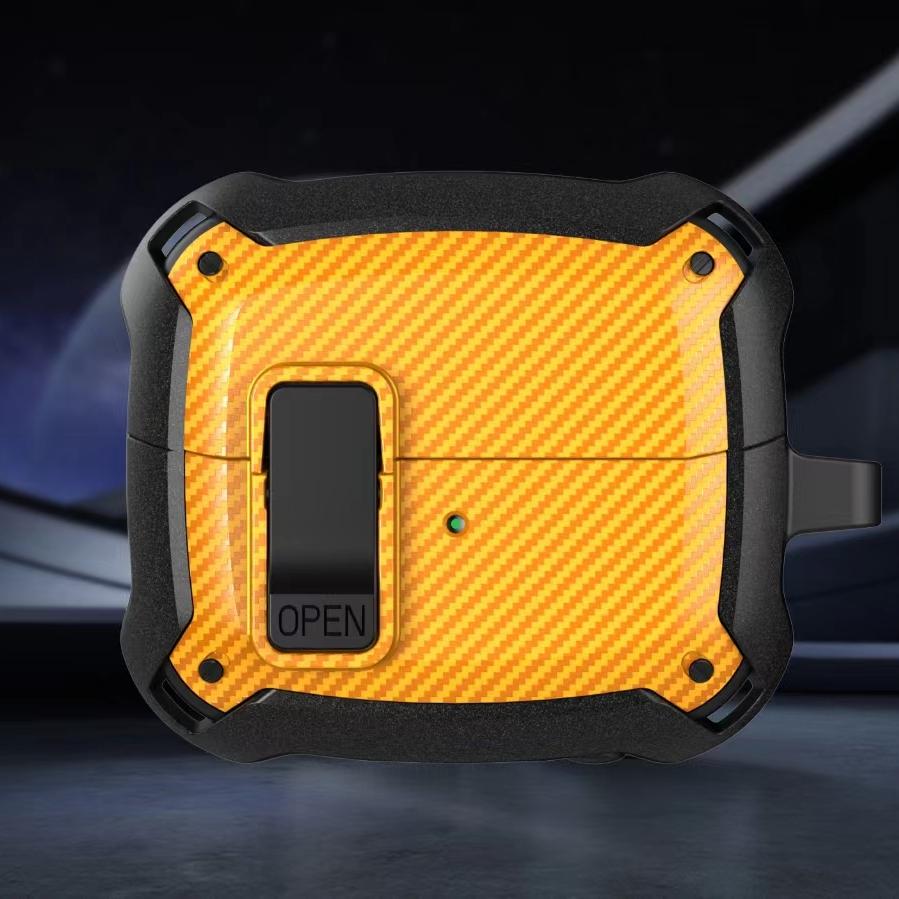 Carbon Fiber Case For Samsung Galaxy Buds 3/Galaxy Buds 3Pro with Keychain Secure Lock Shockproof Protective Case for Woman Man