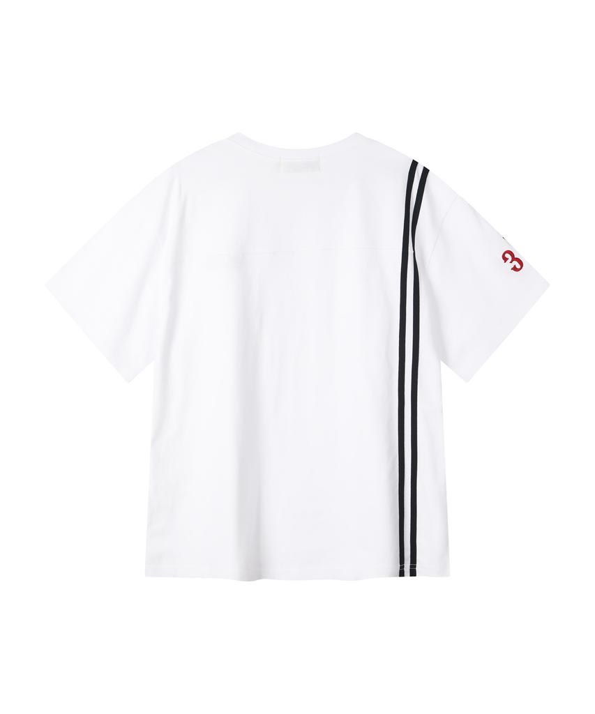 Lujeoseukeulleob Losers League Football V-Neck Short Sleeve T-Shirt White