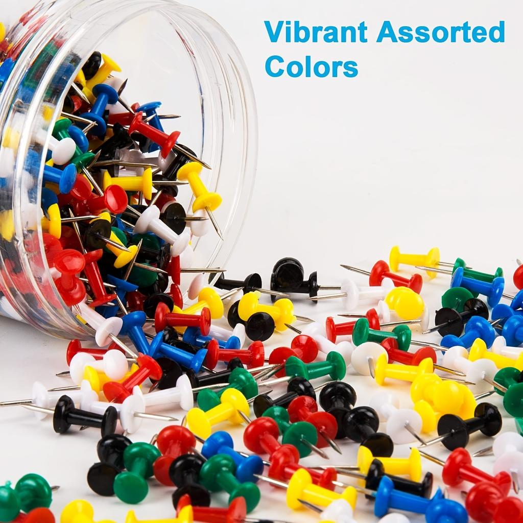 400PC Push Pins,Thumb Tacks for Bulletin Board,Thumb Tacks for Wall Hangings,Office Tacks Color Pins for Desk Decor Organization