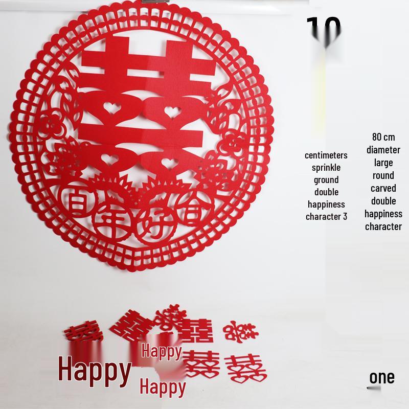 Retro Silk Tassel Xi Character Hanfu Red Flower Umbrella - Guochao Wedding Dress Photo Prop