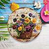 Vintage Tin Sign Round Floral Wall Art 8 Inch Metal Pansy Botanical Decor For Kitchen Garden Living Room Home