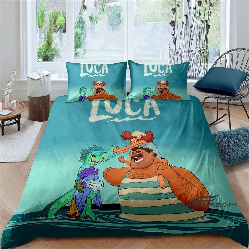 3D Printed Cute Disney Luca Duvet Cover and Pillowcase Set - Home Decor, Creative Plus Size Bedding Set