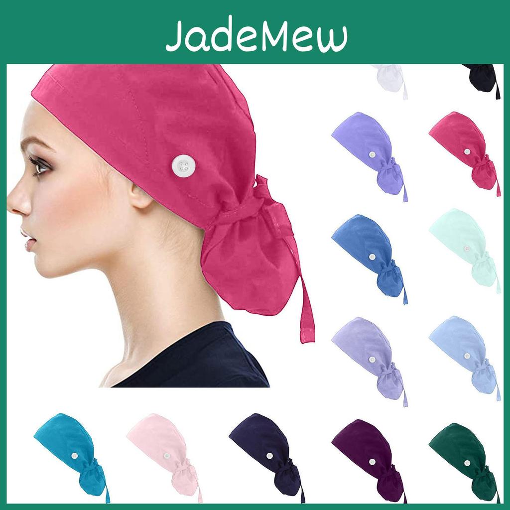 Cap Buttons Bouffant Scrub With Hat With Sweatband For Womens And Mens