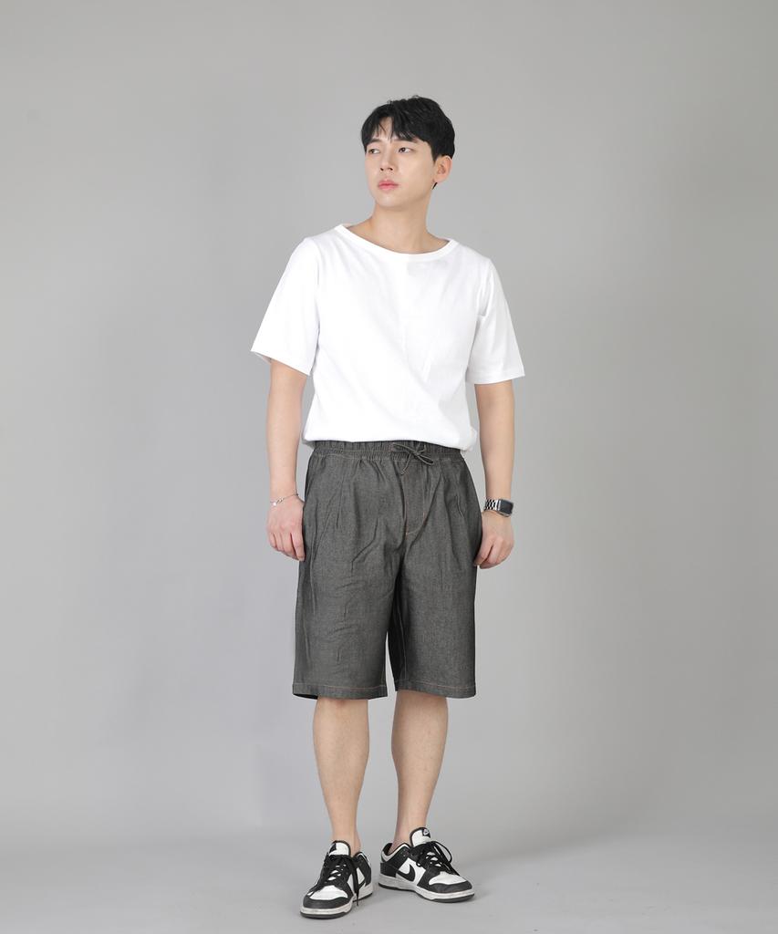 Seinteukeulu Pintuck Shorts Eps-350 Gray Black Denim