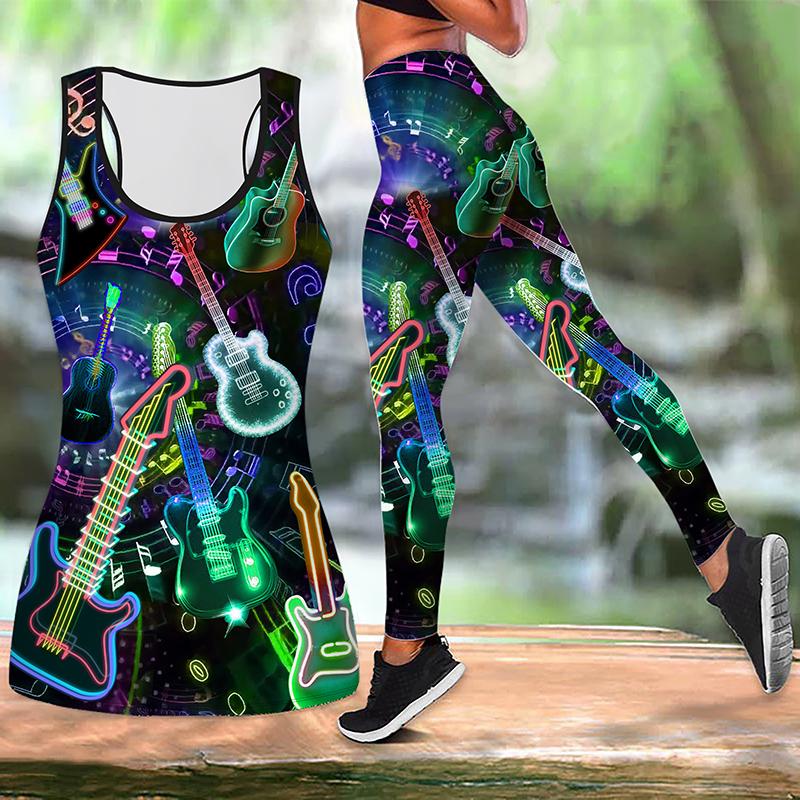 

Узор гитары принт йога костюм для женщин модные леггинсы для тренировок фитнес спорт повседневные штаны для йоги 8XL оранжевый