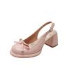 Fashion Bow Women Heeled Sandals Platform Loafers Shoes Woman Slingback 2025 Trend Dress Shallow Summer Pumps Soft Leather Sandalias