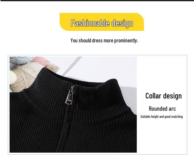 Herren Schwarz-Weiß Gestreifter Pullover mit halbem Reißverschluss und Stehkragen für Frühling & Herbst.