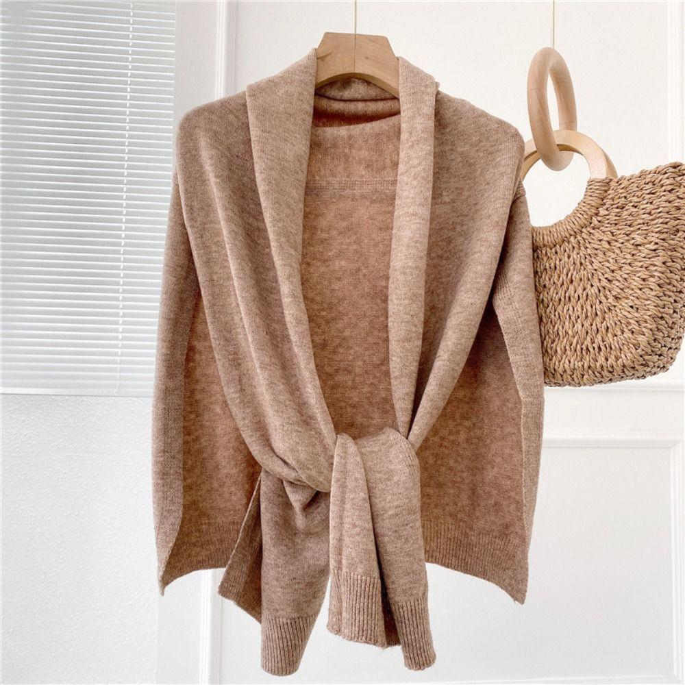 

Мягкая вязаная шаль, зимний кардиган, пончо, модный шейный платок, женский шарф