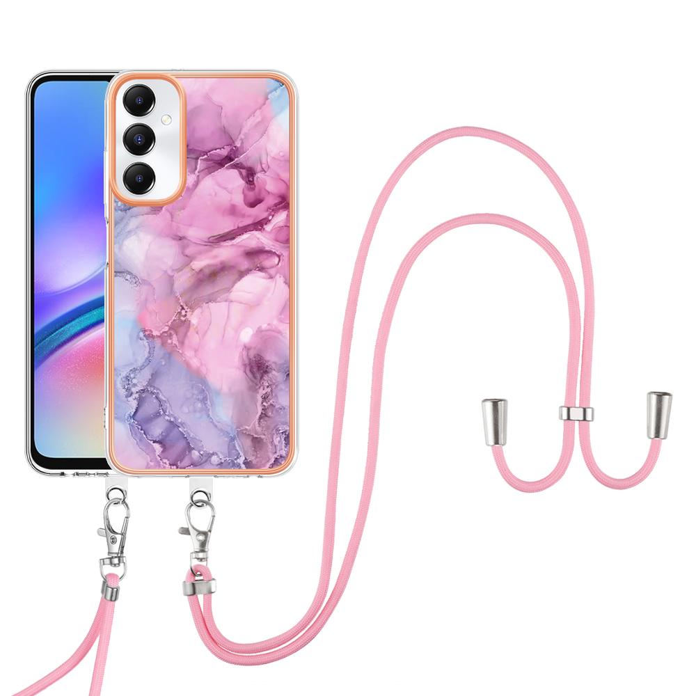 

YB IMD Series-18 Style E for Samsung Galaxy A05s 4G Cell Phone Case Marble Pattern TPU Cover with Lanyard Rose