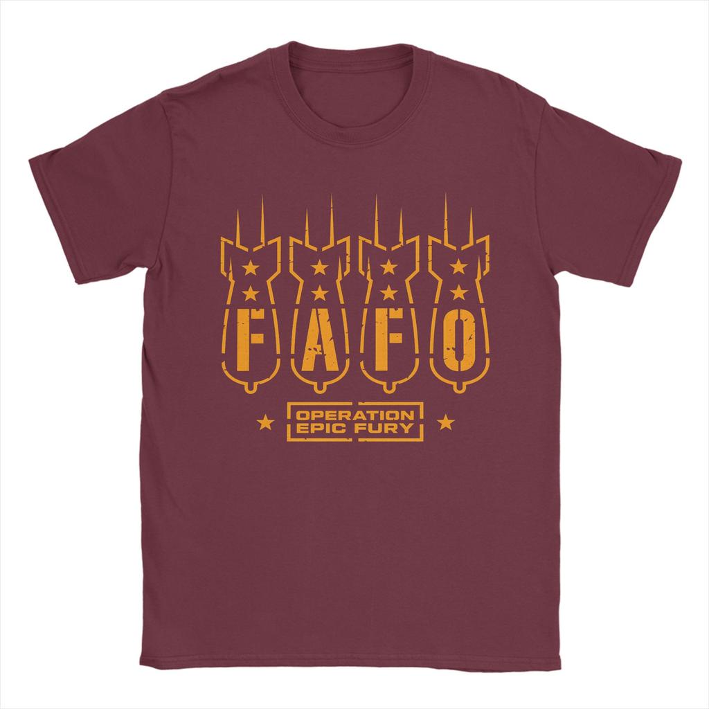 Mens FAFO Operation Epic Fury T Shirts  Cotton Top Tees Summer Y2K Basic ShortSleeve T Shirt O Neck Hip Hop Casual Tee Shirt