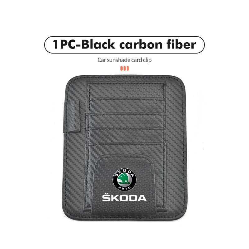 AAABT1 Car Sunvisor Storage Clip Multi-Pocket Card Ticket Clip Organizer Interior Accessories For Skoda S Kodiaq Octavia 2 3 Yeti Karoq