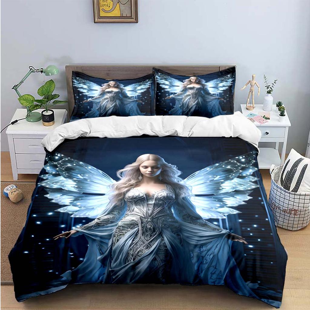 Comforter Exquisite Angel Wings Printed Bedding Sets Exquisite Set Bed Comforter Set Bedding Set Luxury Birthday Gift