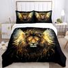 3pcs Golden Winged Lion Quilt Set Cartoon Themed Bed Quilt Set Lovely Character Bedroom Decor Bed Quilt Set Four Seasons (1 Cover + 2Pillowcase N