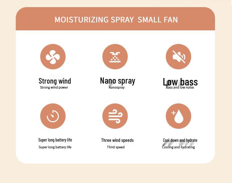 Cartoon Mini Handheld Humidifying Fan with USB Charging