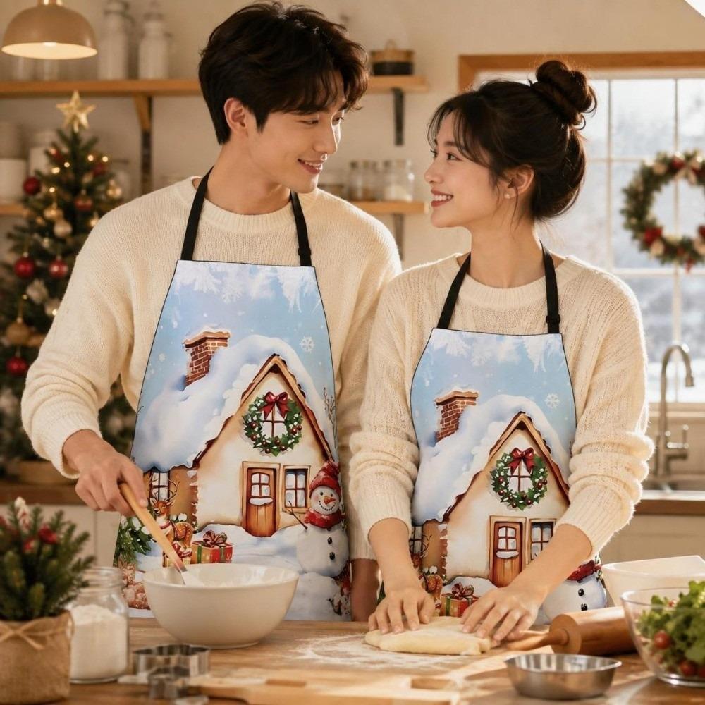 Snowman Christmas Santa Claus Apron Reindeer Cooking Apron Kitchen Baking Apron  Kitchen