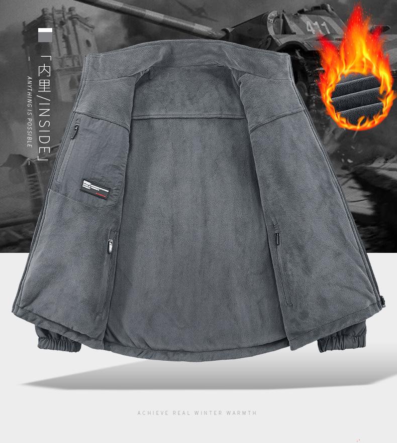 2025 Herrjacka i fleece: Höst/Vinter, Ståkrage, Lös passform, Stor storlek