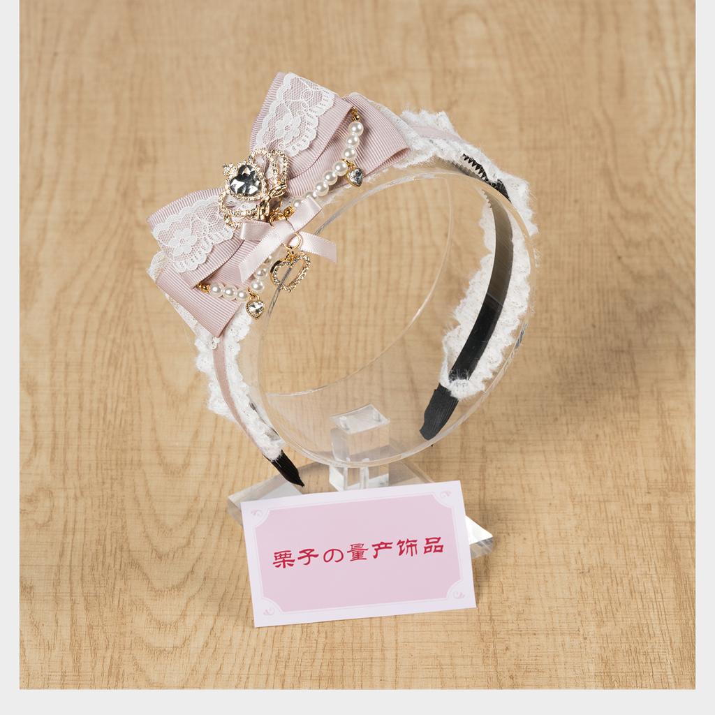 Japanese Side Bow Headband Crown Pearl String Headband Lolita Hairy Clip Korean Accessories