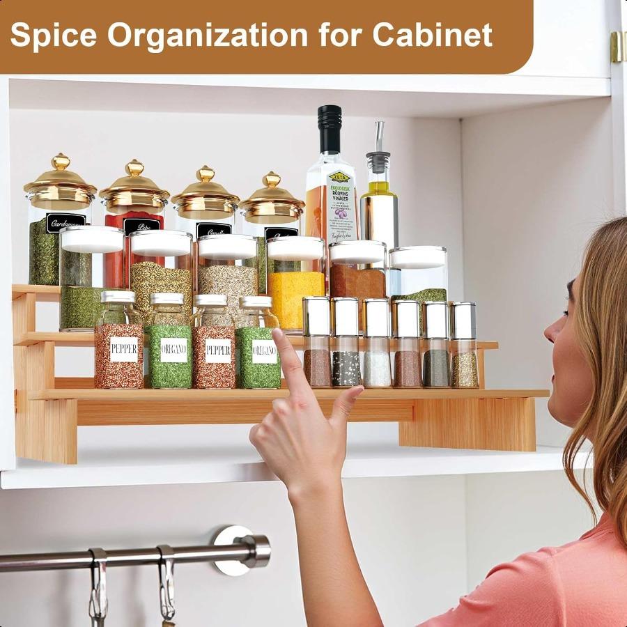 3 Tiered Spice Rack Organizer for Cabinet Seasoning Organizer and Pantry Storage 1 3 Layer