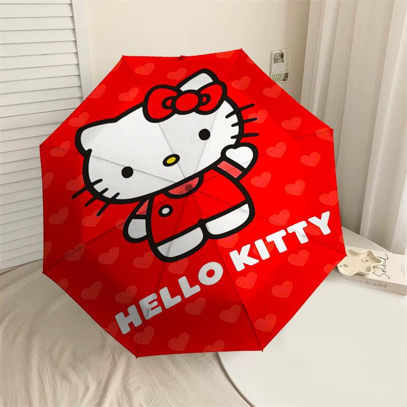 

1PC HELLO KITTY Hearts Umbrella-8-Rib Reinforced, Automatic Open, Lightweight & Durable, Cute Fashion Accessory for Outdoor-W108