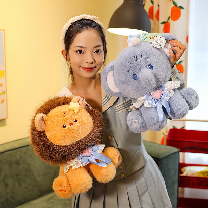 Circus bib lion elephant plush toy cute shiba dog doll hug pillow