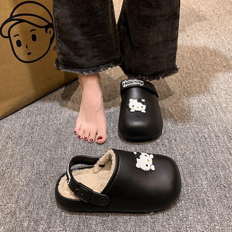 Cute cute Hello Kitty bag head slippers 2025 autumn and winter new girl heart comfortable warm fashion cotton slippers