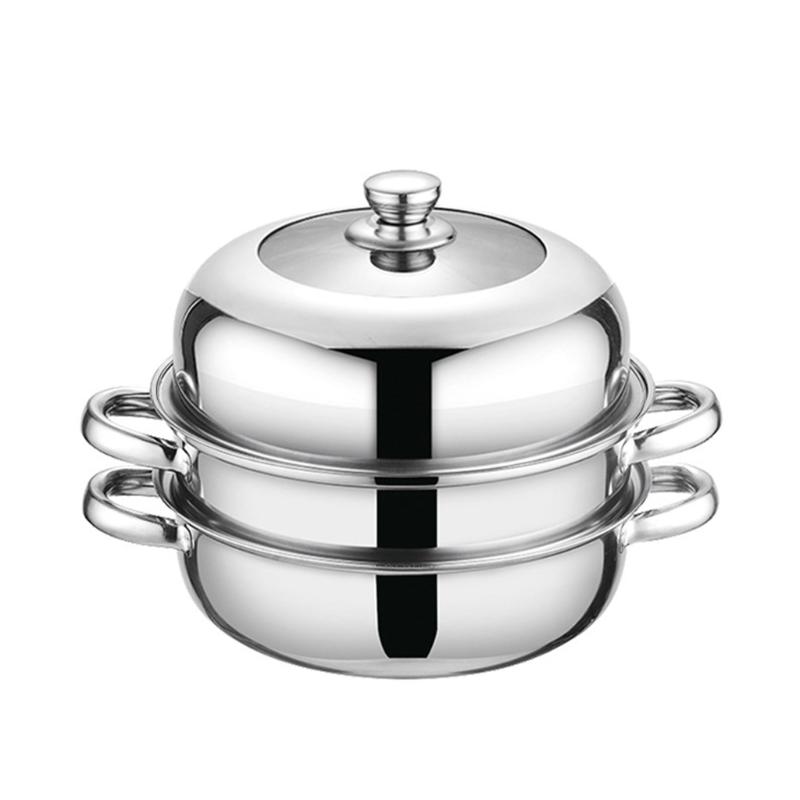 High Efficiency 3 Layer Nonrust Steel Steamer Pot With Ergonomic Handle For Safe And Even Heating