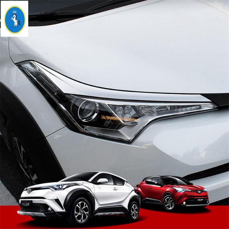 Shiny / Carbon Fiber Front Head Lights Lamps Eyelid Eyebrow Stripes Panel Cover Trim Accessories For Toyota C-HR CHR 2016 -