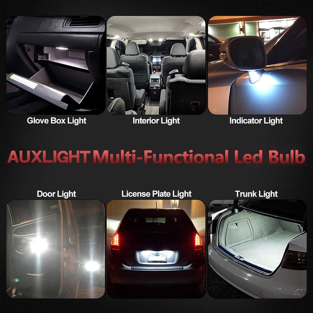 AUXLIGHT 6418 6411 DE3425 C5W DE3423 36MM 1.42”Festoon Canbus Error Free LED Interior Light Bulbs 6000K Xenon White, Super Bright 6SMD Chips for