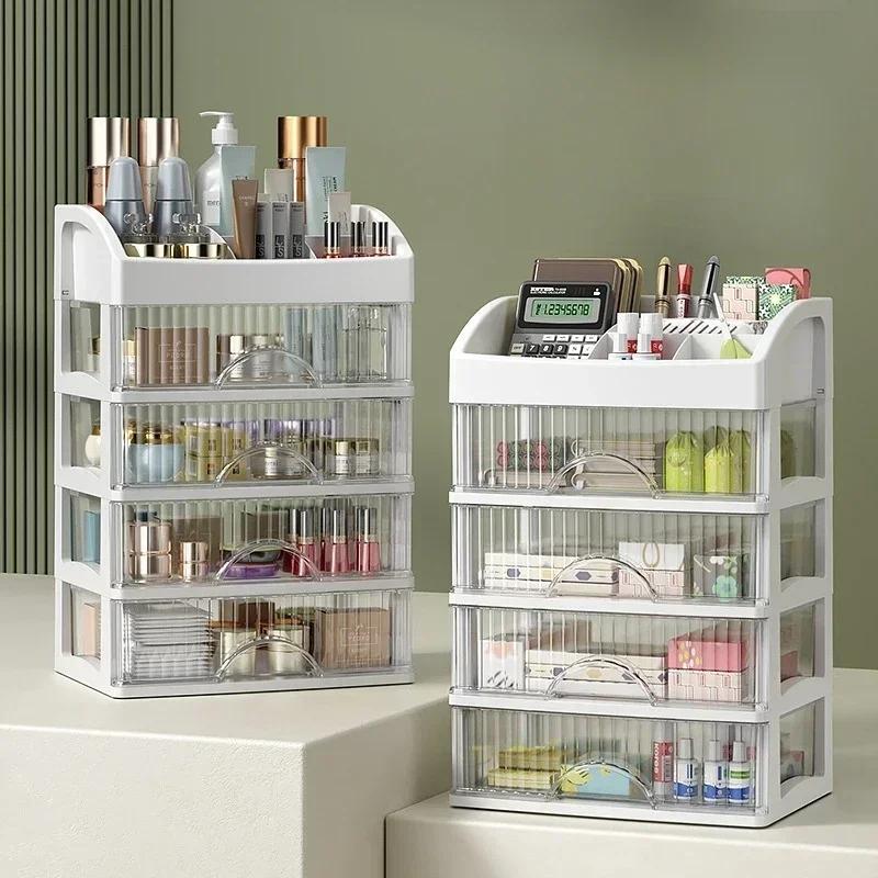 Scatola Porta Trucco Acrilico Multistrato Contenitore Cosmetici Trasparente Cassettiera da Scrivania Porta Gioielli Plastica Trasparente Organizzatore Trucco
