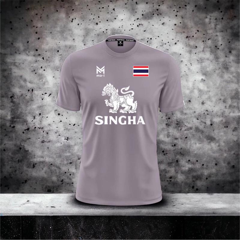 THAILAND National Football Soccer Training JERSEY Casual CHEER Print Quick Dry Shirt Round Neck Polyester Short Sleeve Uniform Lion Logo Sport Outdoor
