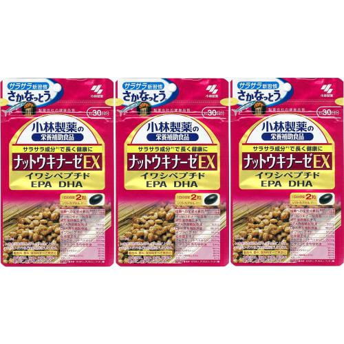 Kobayashi Pharmaceutical's Nattokinase EX Nutritional Supplement (60 tablets x 3 packs)