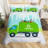 Cartoon Garbage Truck Duvet Cover Green Trash Truck Bedding Set Green Vehicle Car Comforter Cover Garbage Truck Toy Quilt Cover