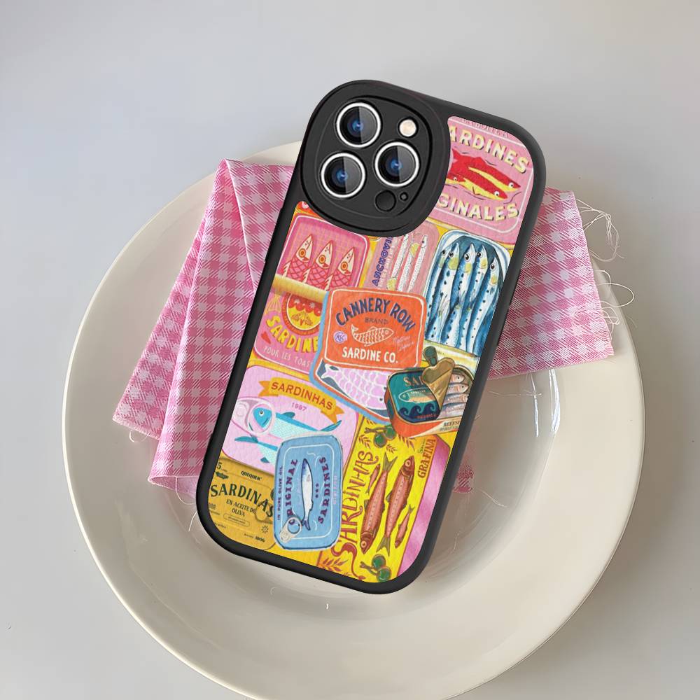 

Sardines Fish Phone Cover For IPhone 16 15 14 13 12 11 Pro Max Plus Leather Soft Case iphone 11 pro