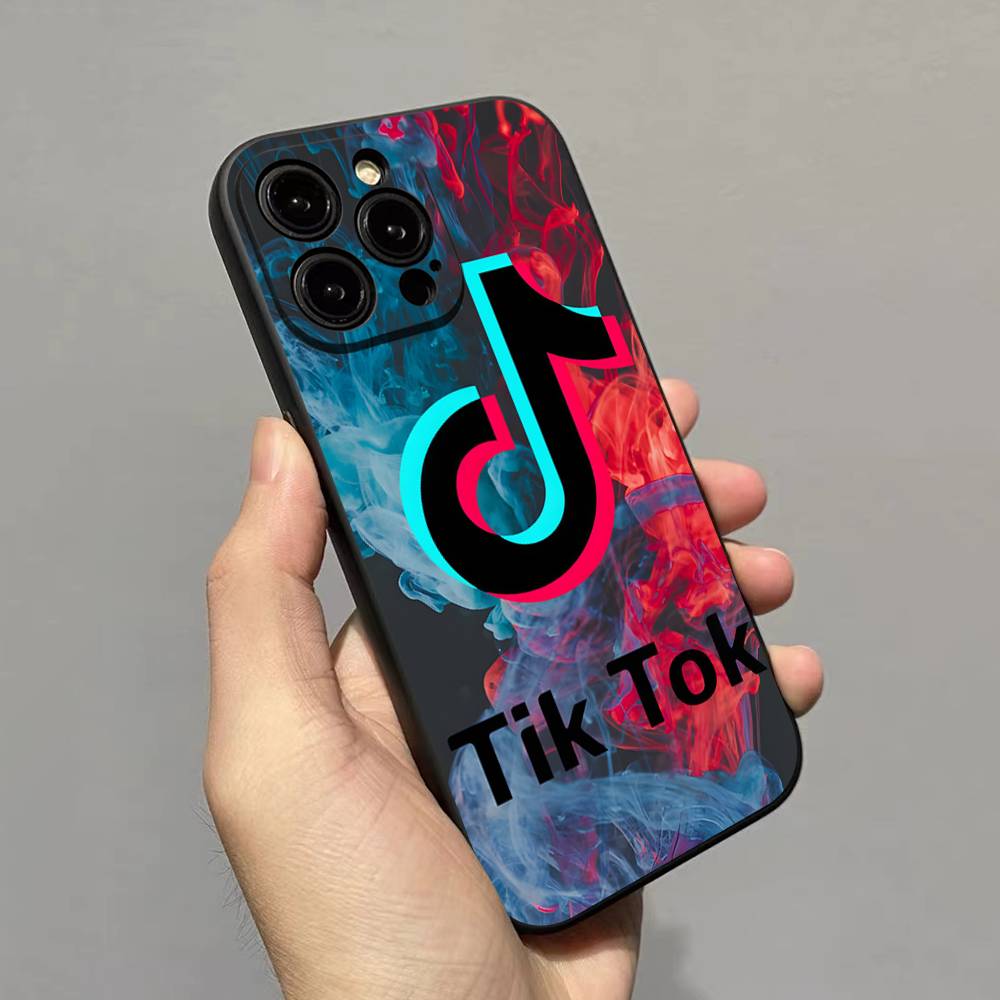 T-TikTok-K For Iphone 17 16 15 11 13 14 Pro Max Plus 12 Mini Black Shell Cover Phone Case