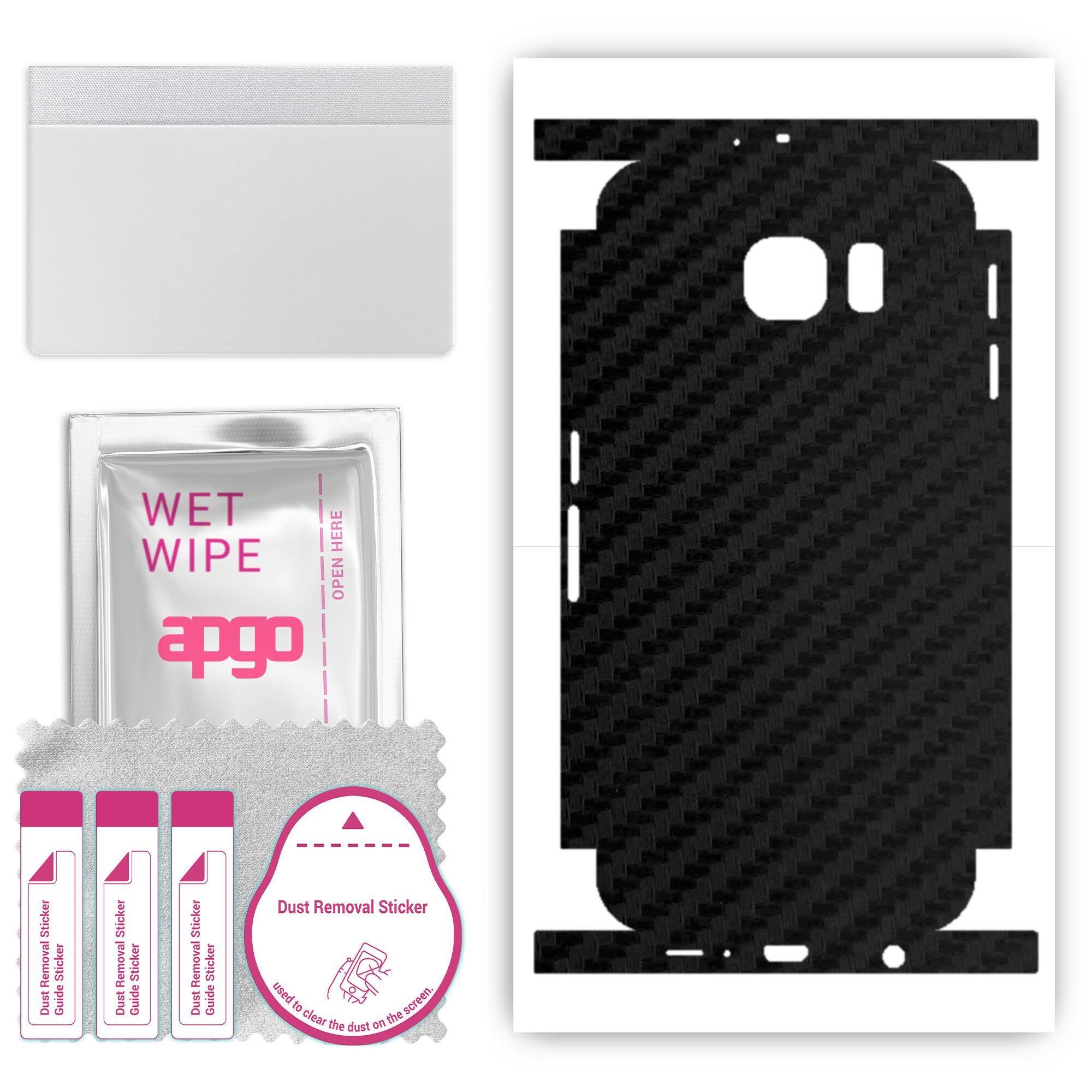 

apgo Protective Skin Sticker for the back+sides compatible with Samsung Galaxy S6 G920, Full Wrap Film, Foil, Vinyl - Pattern Carbon Black