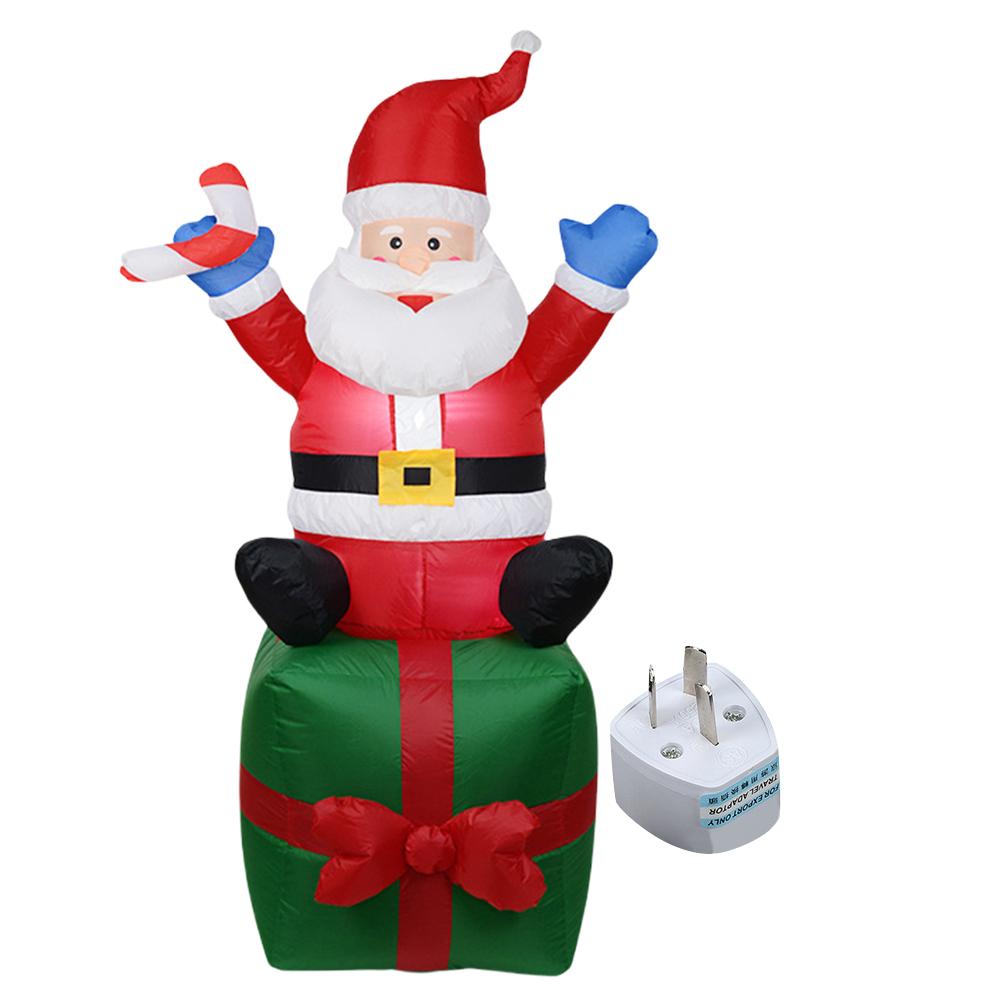 LED Inflatable Cute Air Blown Up Toy Illuminated Santa Claus Ornament Lighted Giant Model Ornament for Xmas Garden Party Decor