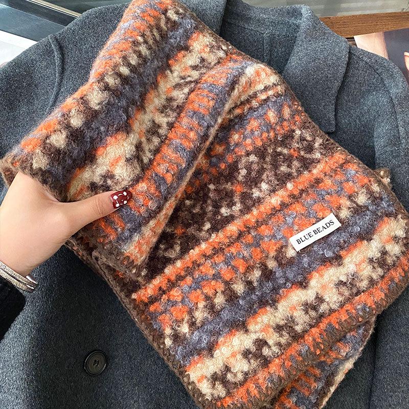 Zunsu Leopardenmuster Doppelseitiger Wollähnlicher Schal für Damen - Warm, modisch und retro für Herbst und Winter