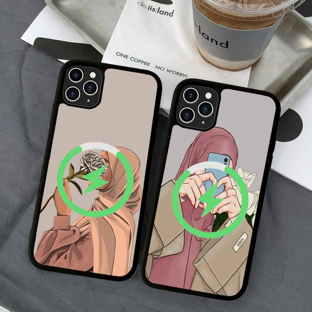 Muslim Arabic Hijab Girl For Magnetic Wireless Phone Case For IPhone 17 16 15 14 Plus 13 12 11 Pro Max