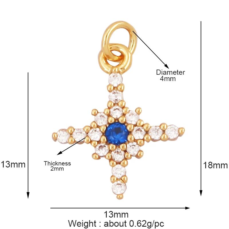 New Trendy Shining Space Sun Moon Star Charm Pendant, Gold Inlaid Cubic Zirconia Jewelry Necklace Bracelet Making Supply L44