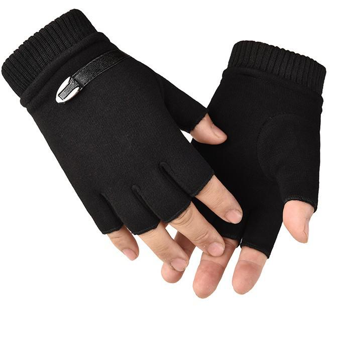 Unisex Half-Finger Velvet Cycling Gloves for Autumn/Winter - Warm, Thickened, Outdoor, Children's & Couples' Styles