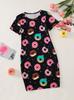 Kurzarm Bodycon Kleid für Mädchen Rundhalsausschnitt Eng anliegendes T-Shirt Mini Bleistift Lässig Bequem Sommerkleider Teenager 5-14 Jahre