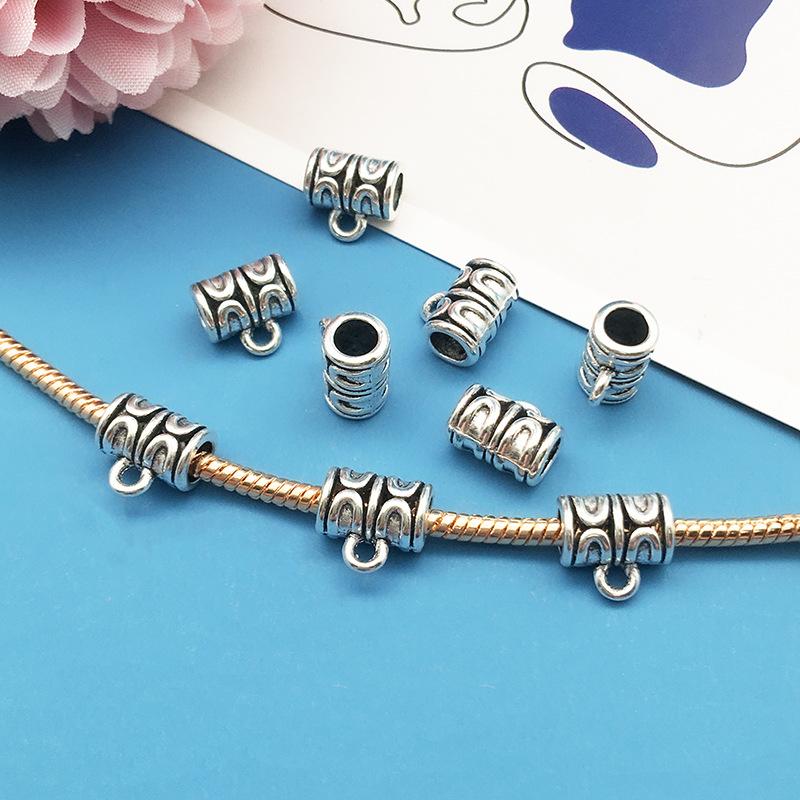1 4Mm Large Hole Tee Hanging Head Pendant Buckle Handmade Diy Silver, Bracelet Jewelry Accessories